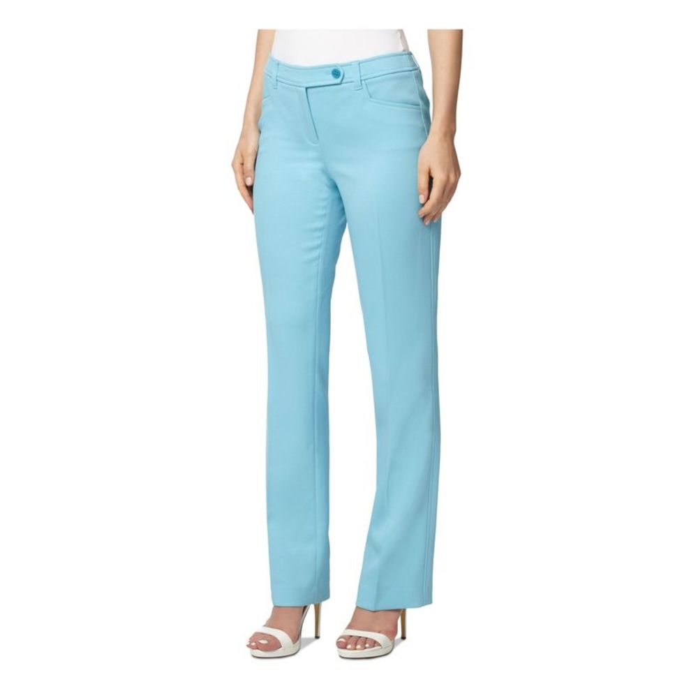ANNE KLEIN Womens Aqua Zippered Pocketed Slim Printed Wear To Work Pants 16